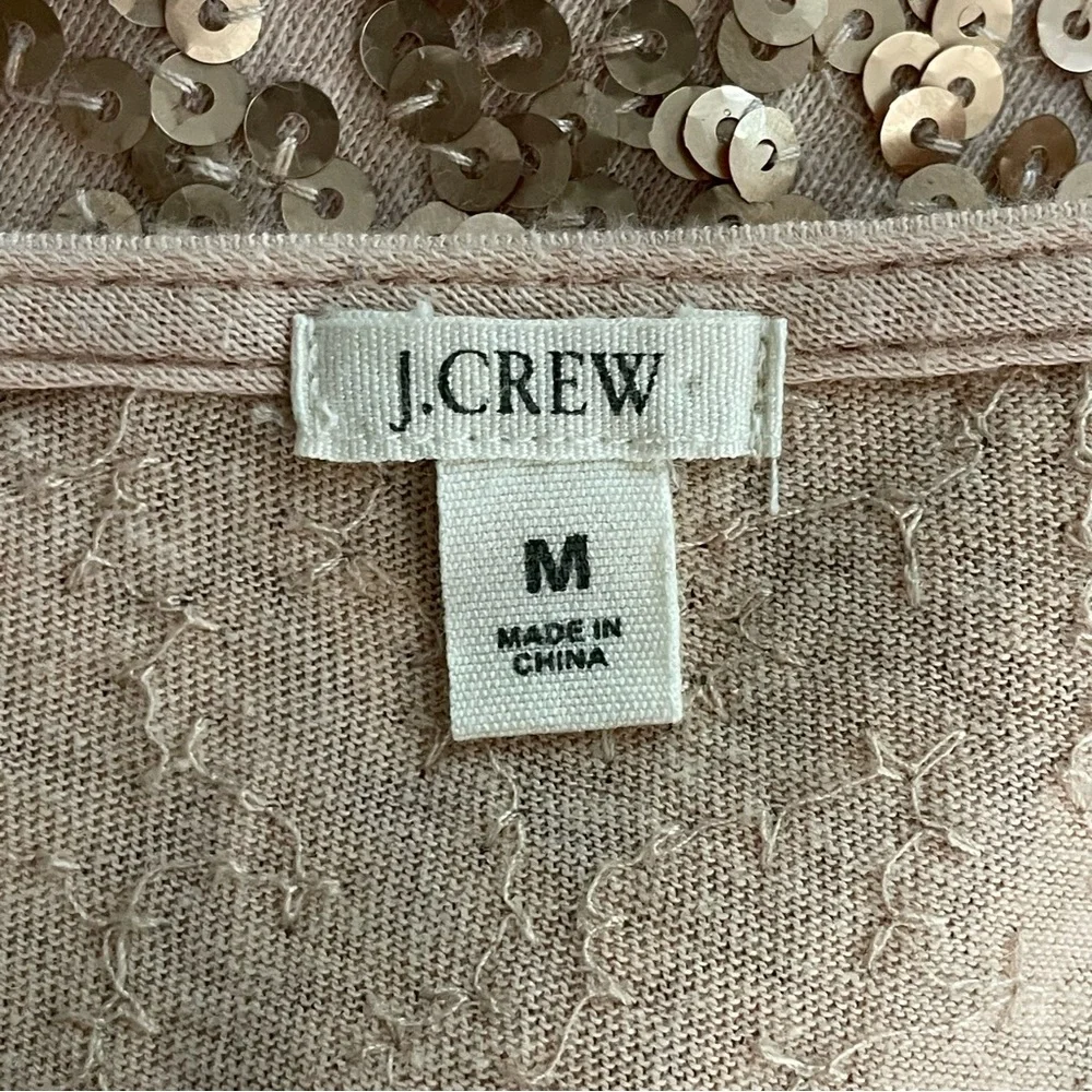 J. Crew | Rose Gold Sequin 3/4 Sleeve Dressy Top